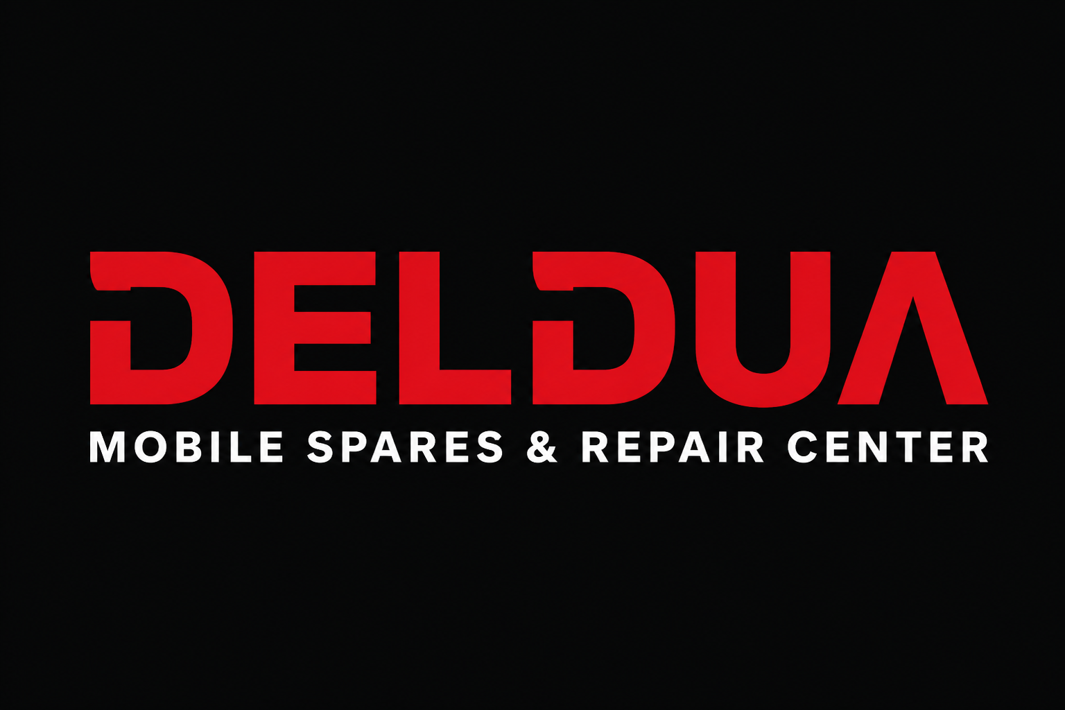 DELDUA reversed logo on black